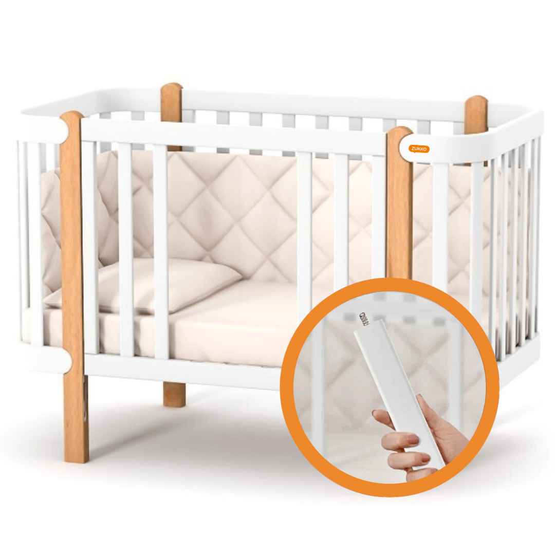 Dětská postýlka Zukko Gekko Kids 120x60. Bílá / Přírodní Buk